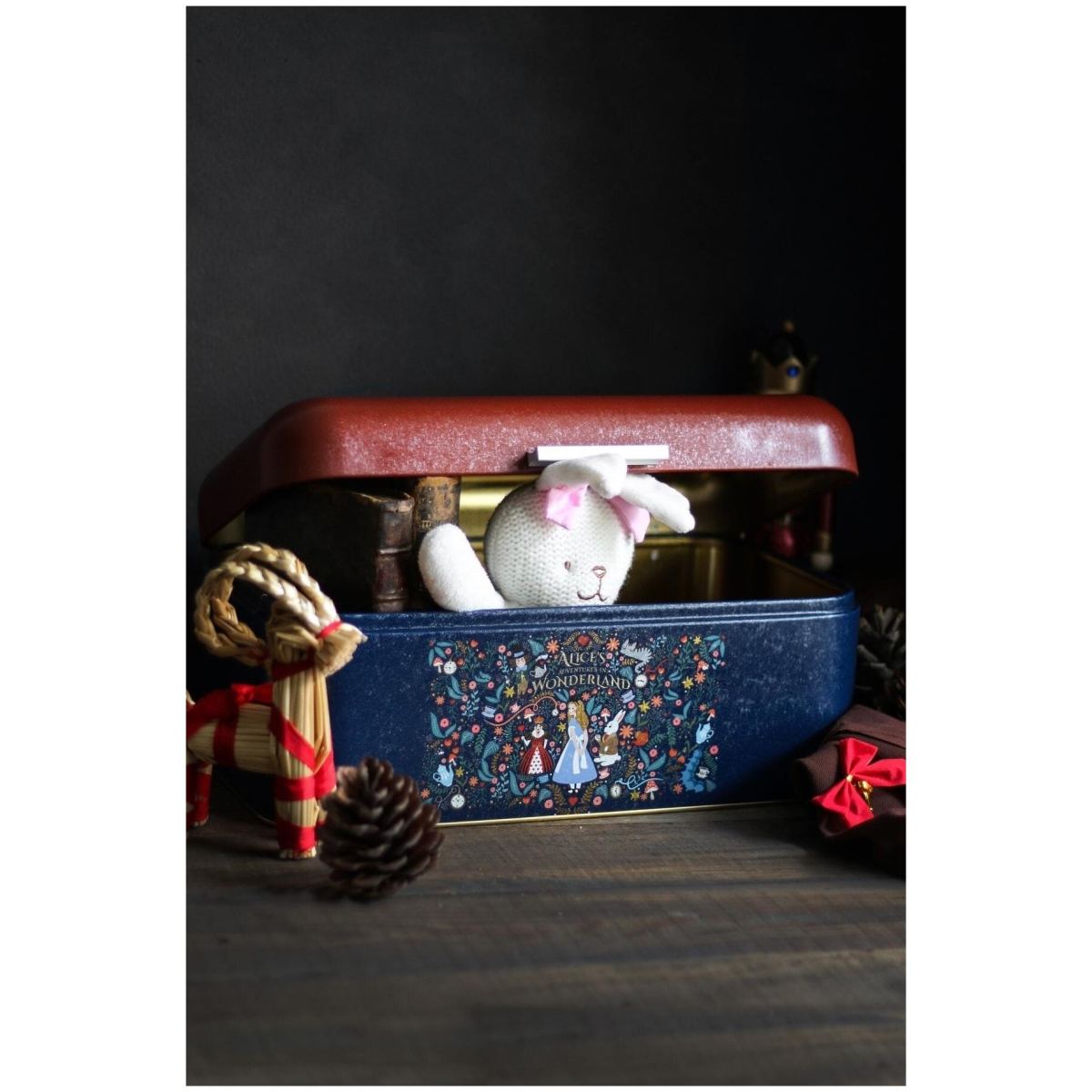 209 x 365 x 120 mm Rectangular Bread Box 9L Hinged Lid  Alice in Wonderland