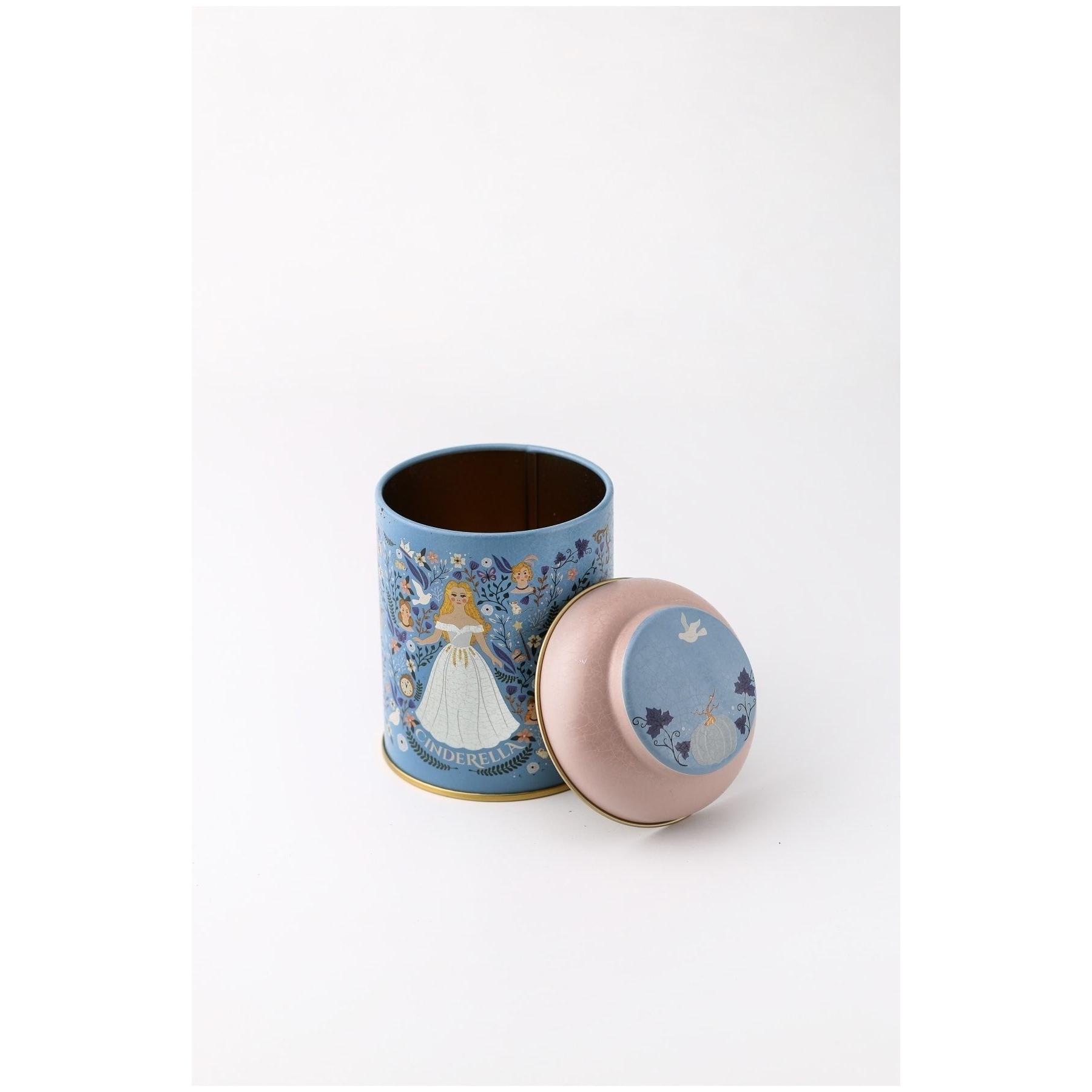 Ø90 x 110 mm  Round Metal Tin – 0.6L with Dome Lid Cinderella Themed