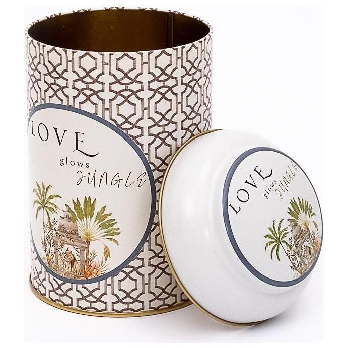 Ø105 x 150 mm  Round Metal Tin – 1.2L with Dome Lid Tropical Jungle – A Lush Paradise of Nature &amp; Wildlife