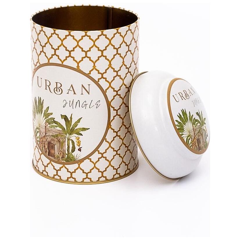 Ø105 x 150 mm  Round Metal Tin – 1.2L with Dome Lid Tropical Jungle – A Lush Paradise of Nature &amp; Wildlife