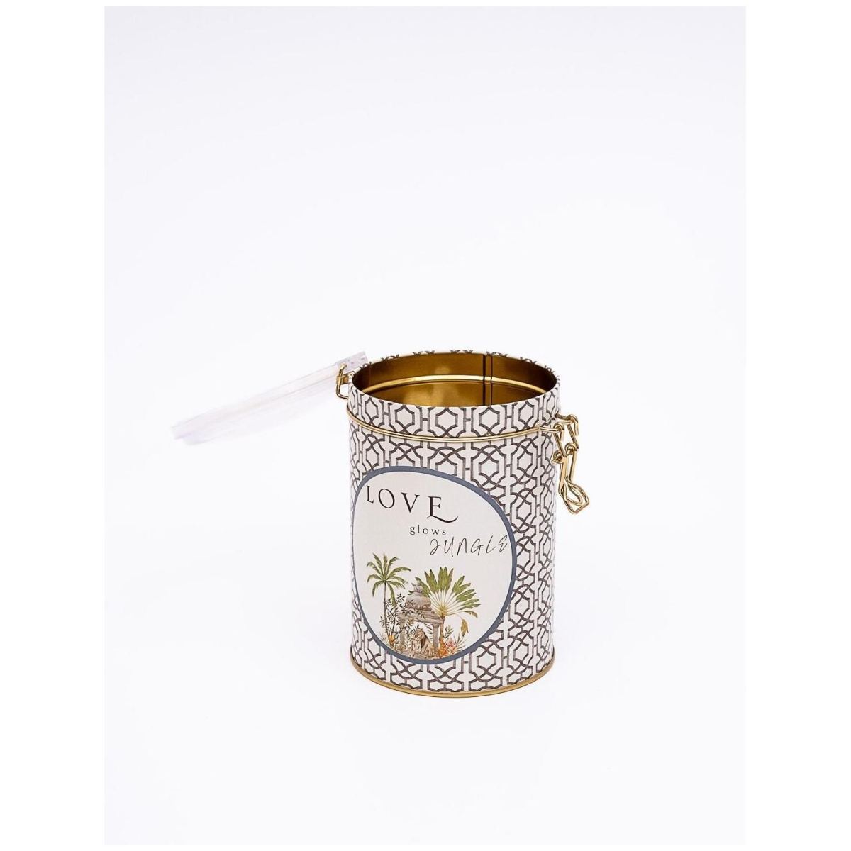  Ø105x150 mm  Round  Metal Box 1.1L Wire Clasp and Transparent Lid Tropical Jungle – A Lush Paradise of Nature &amp; Wildlife