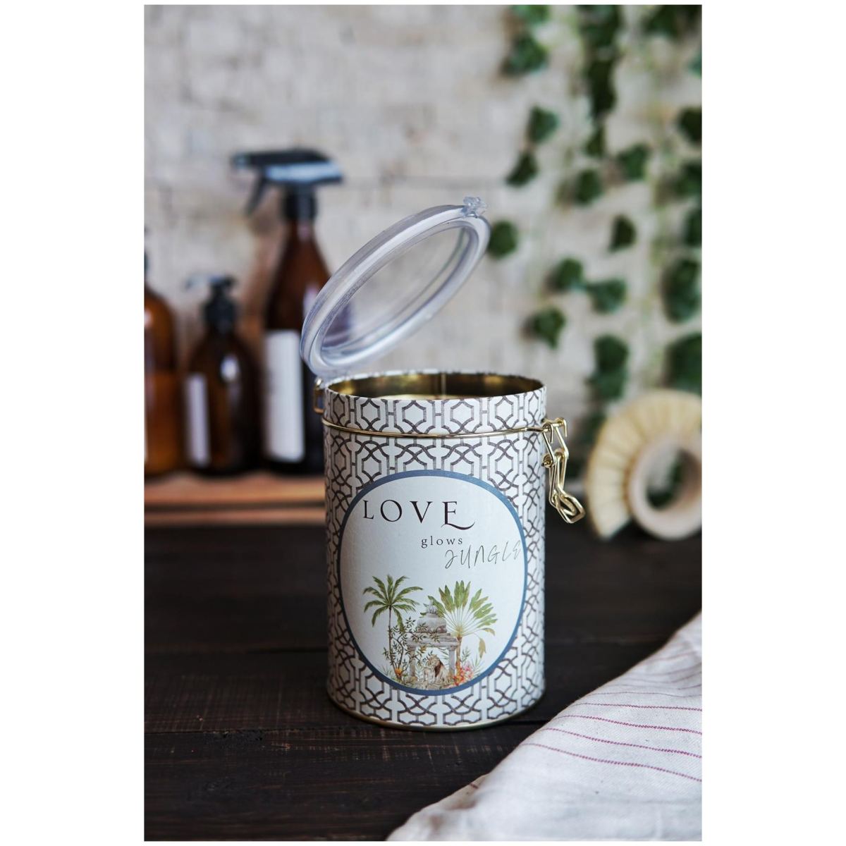  Ø105x150 mm  Round  Metal Box 1.1L Wire Clasp and Transparent Lid Tropical Jungle – A Lush Paradise of Nature &amp; Wildlife