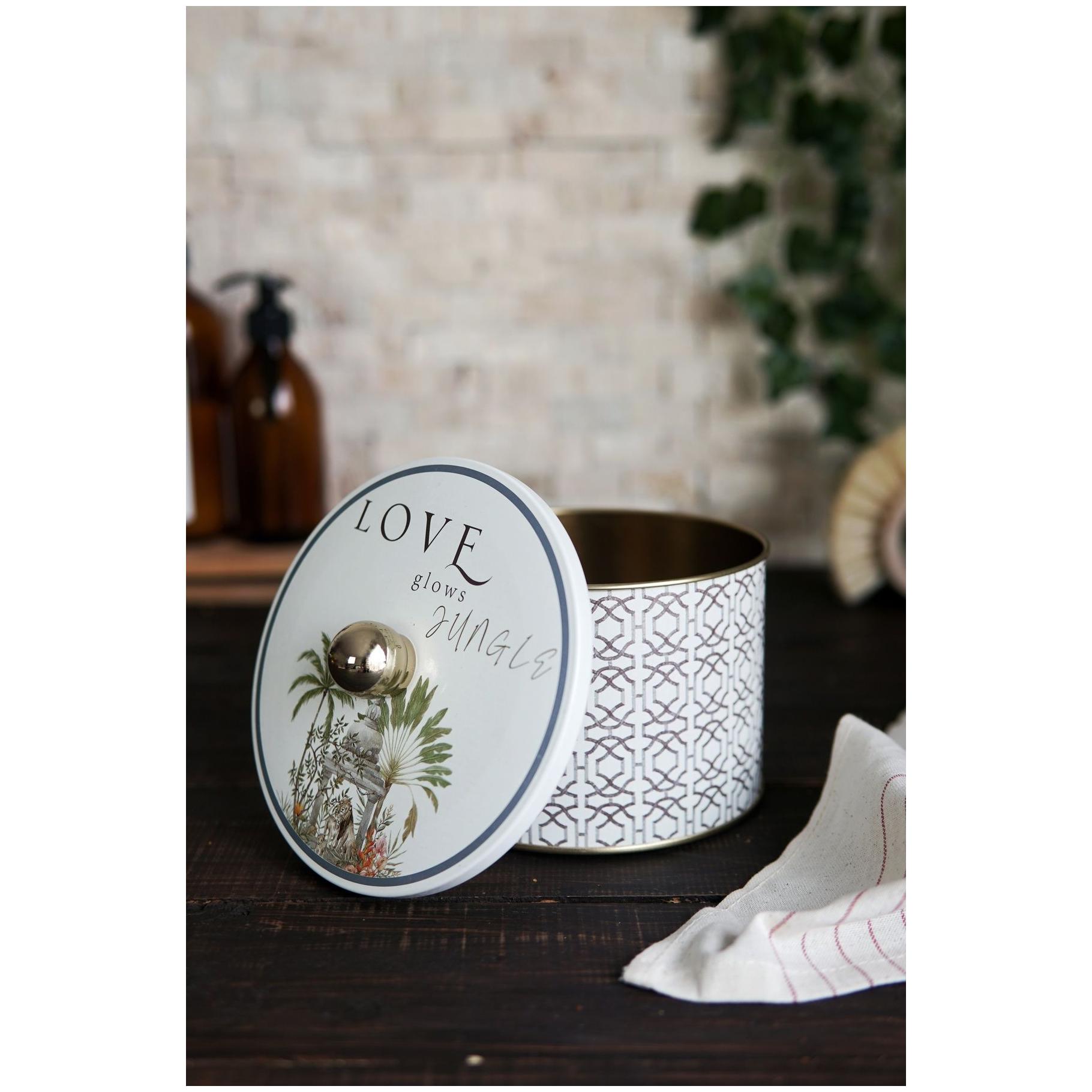 Ø140x100 mm Metal Round Canister Knob Handle Tropical Jungle – A Lush Paradise of Nature &amp; Wildlife