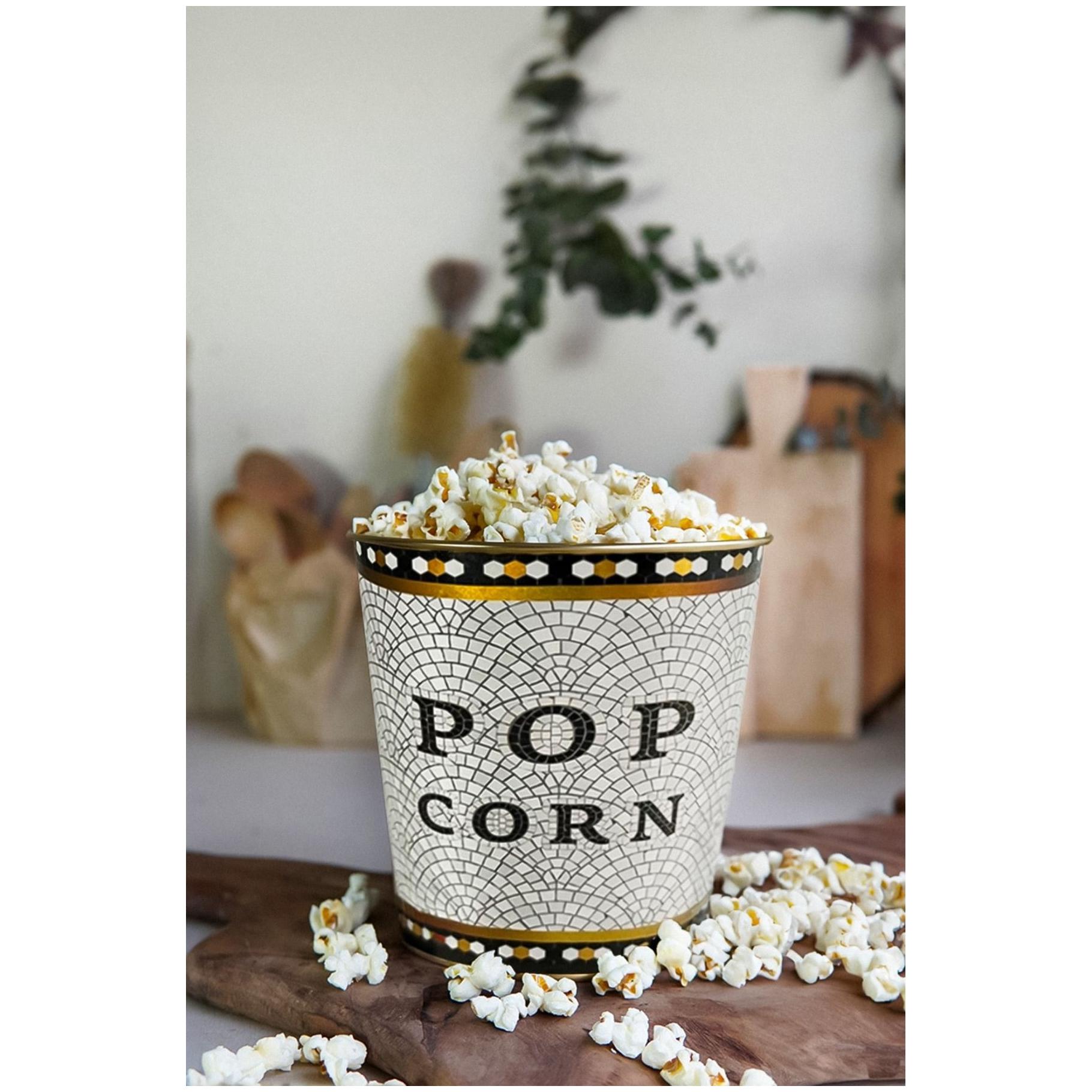 Ø175x170 mm  Metal Popcorn Bucket 2.6L Geometric Mosaic Pattern