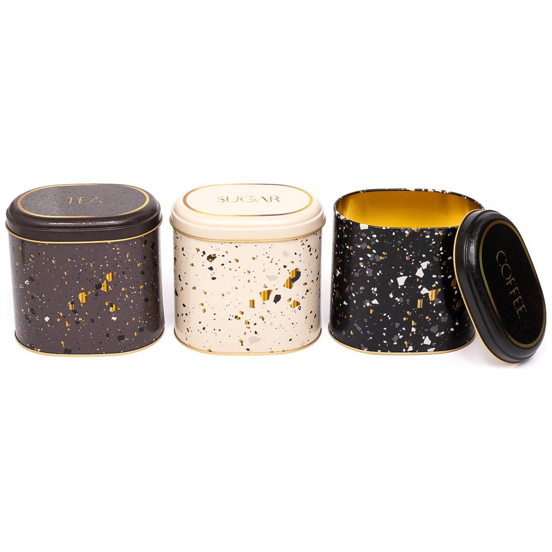 Oval Metal Storage Box Set 140 x 120 x 130 mm 1.4L (Set of 3 ) Terrazo Terrazo Design