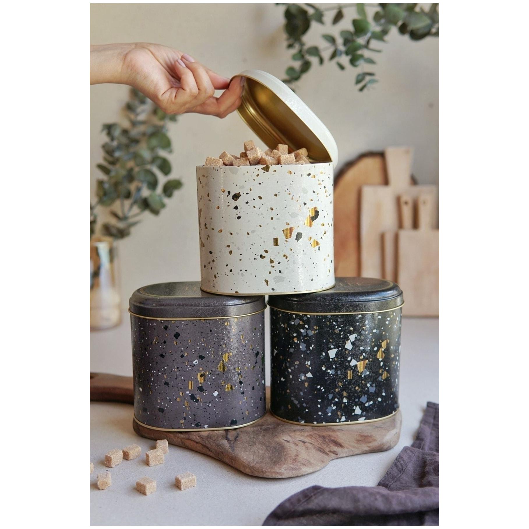 Oval Metal Storage Box Set 140 x 120 x 130 mm 1.4L (Set of 3 ) Terrazo Terrazo Design