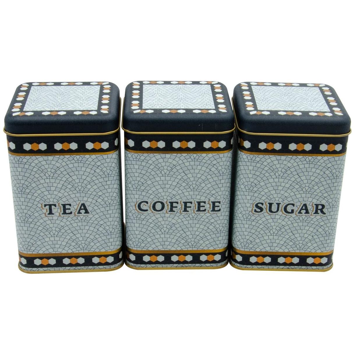 105x105x160 mm Square Tin Box Set ( Set of 3 )  Geometric Mosaic Pattern Mosaic Design