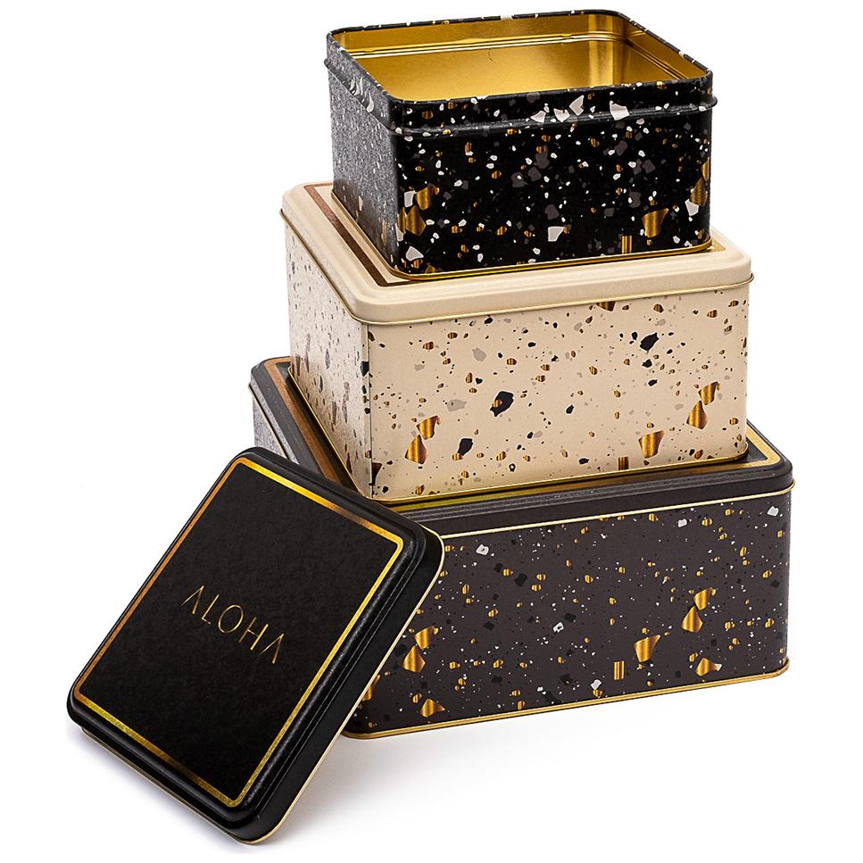 Square Metal Storage Box Set  235mm x 235mm x 110 mm  ( Set of 3 )  Terrazo Terrazo Design