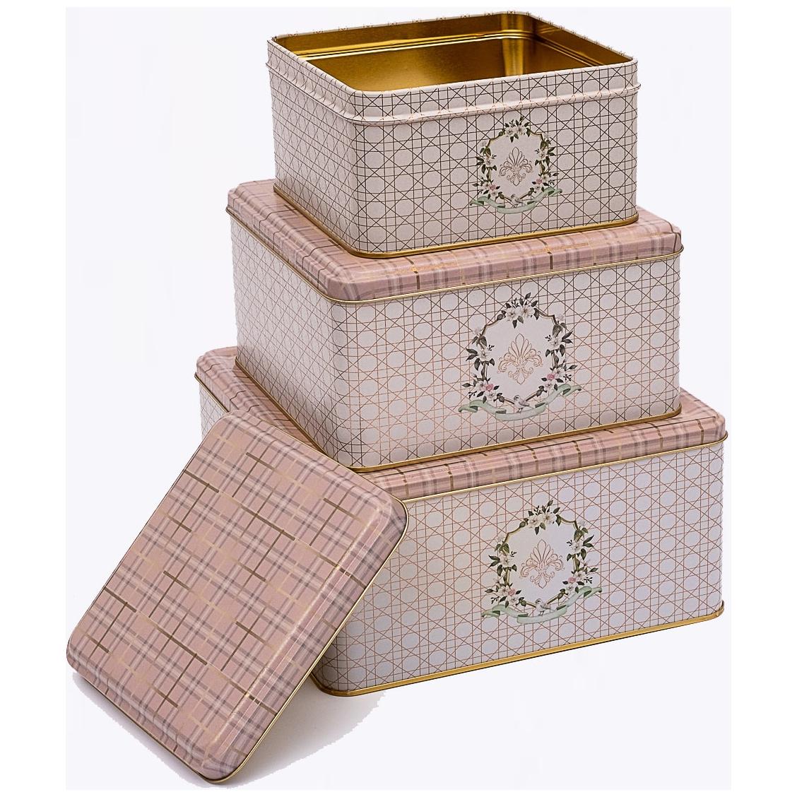 Square Metal Storage Box Set  235mm x 235mm x 110 mm  ( Set of 3 )  Rosy Rosy Design