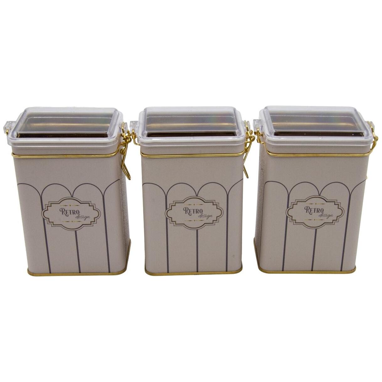 75x100x150 mm Rectangular Metal Box  set (Set of 3 ) Wire Clasp and Transparent Lid Retro Retro Design