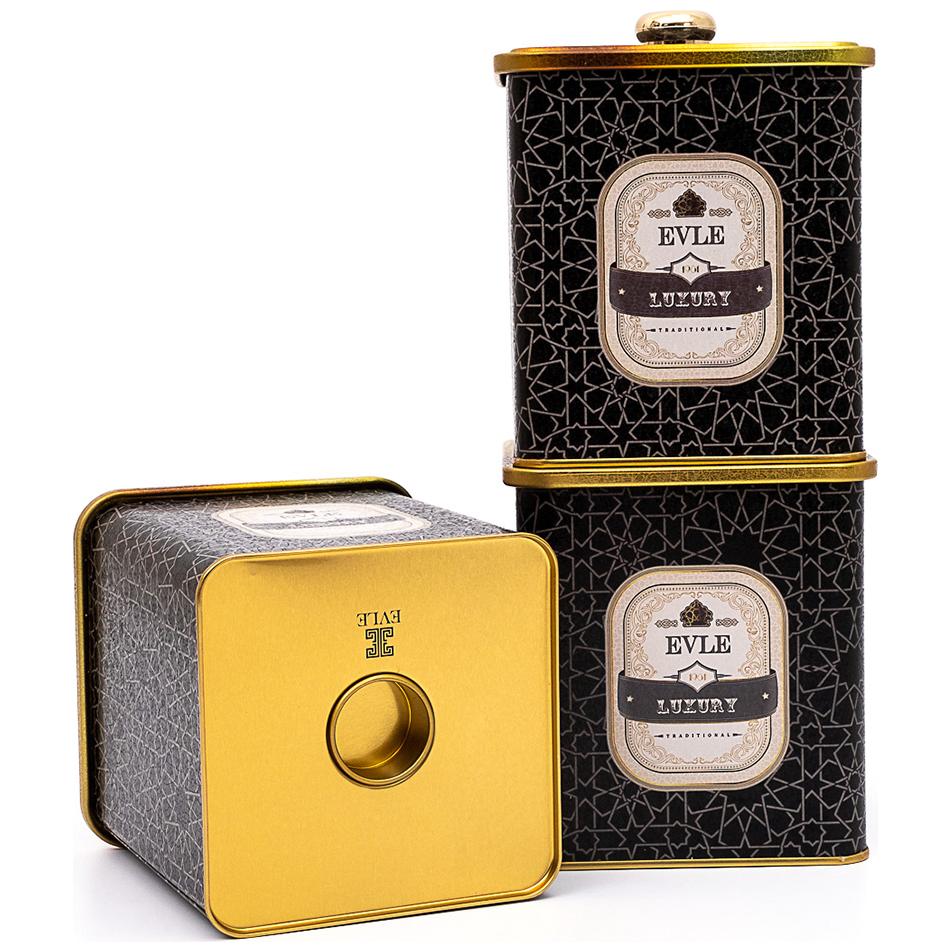 Square Metal Box  set 120x120 mm ( 3Pcs ) Knob Handle gold geometric pattern black background Trellis Design