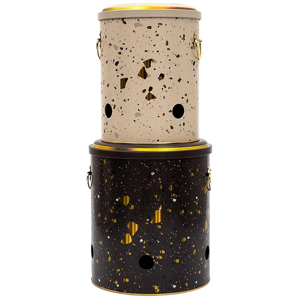 Metal Potato &amp; Onion Storage Bin Set Ø225x240 mm   ( 2 Pcs ) Terrazo Terrazo Design