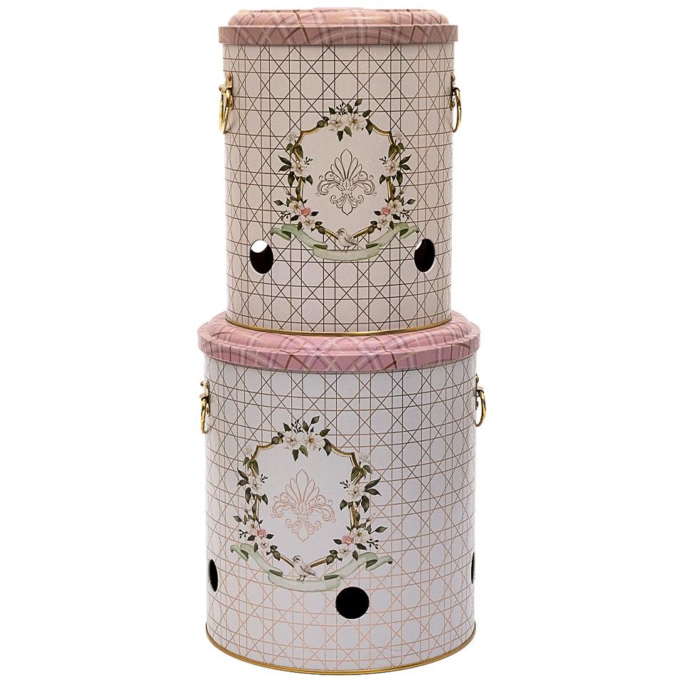 Metal Potato &amp; Onion Storage Bin Set Ø225x240 mm   ( 2 Pcs ) Rosy Rosy Design