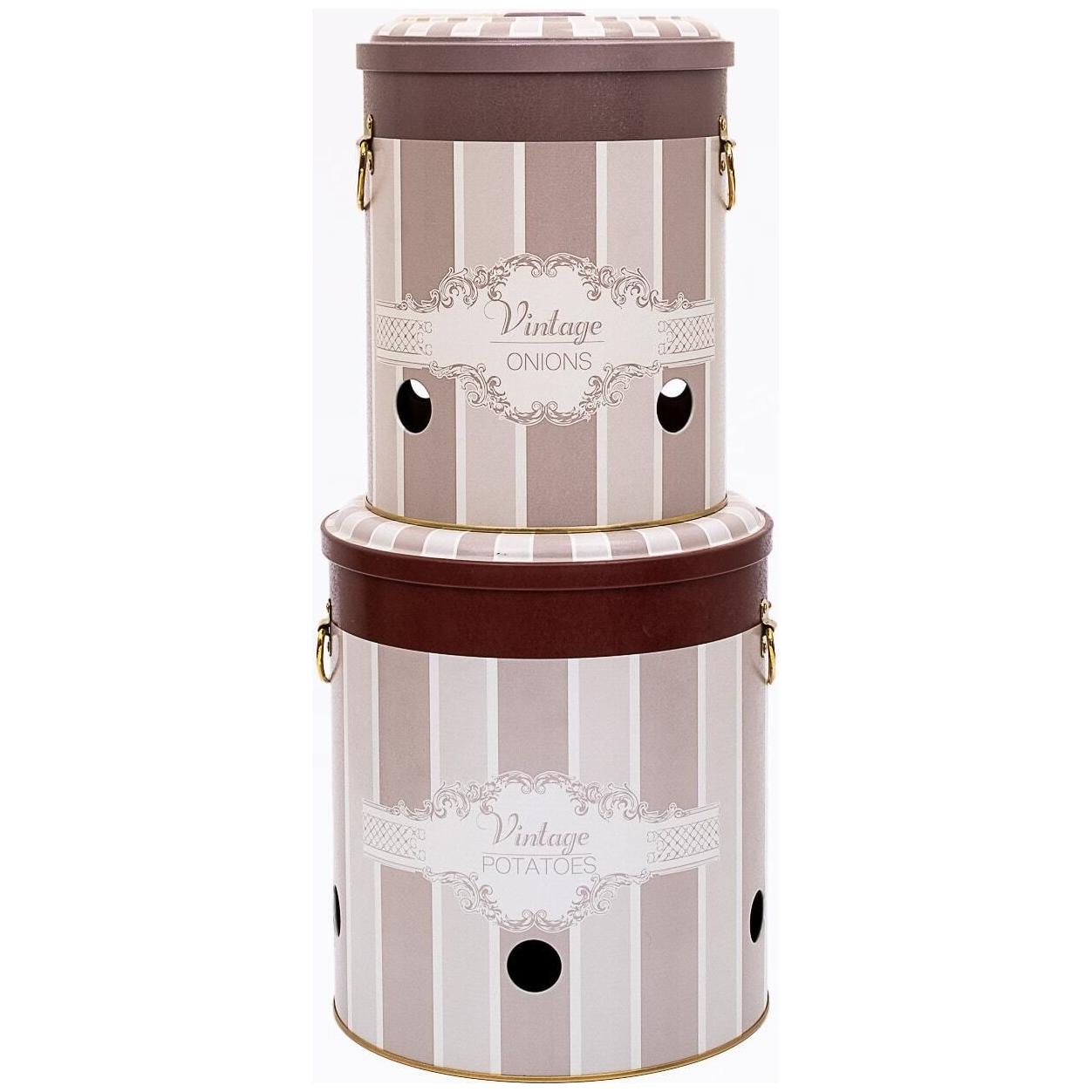 Metal Potato &amp; Onion Storage Bin Set Ø225x240 mm   ( 2 Pcs ) Elegance Elegance Design