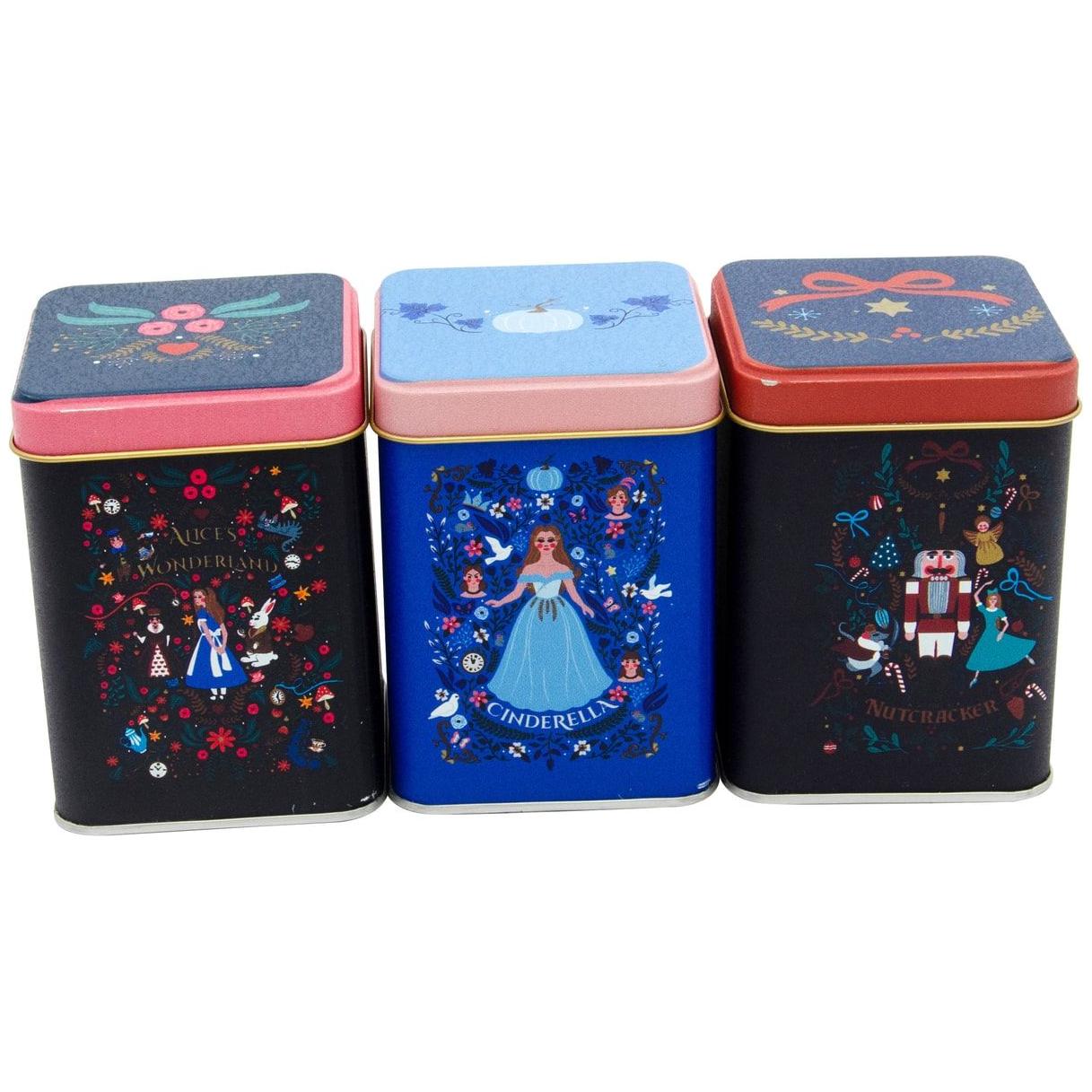 75 x 75 x 100 mm Square Metal Tin Box Set  (Set of 3) Vintage Café-Inspired Linen Texture Design
 Tales Design