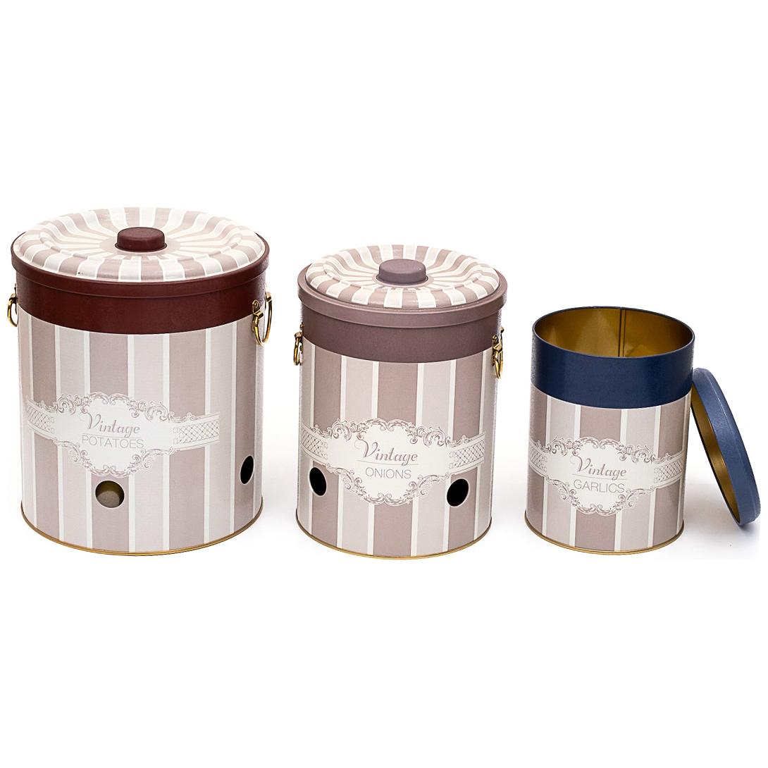 Triple Metal Bin Set for Potato Onion and Garlic  (3 Pcs)  Elegance Elegance Design