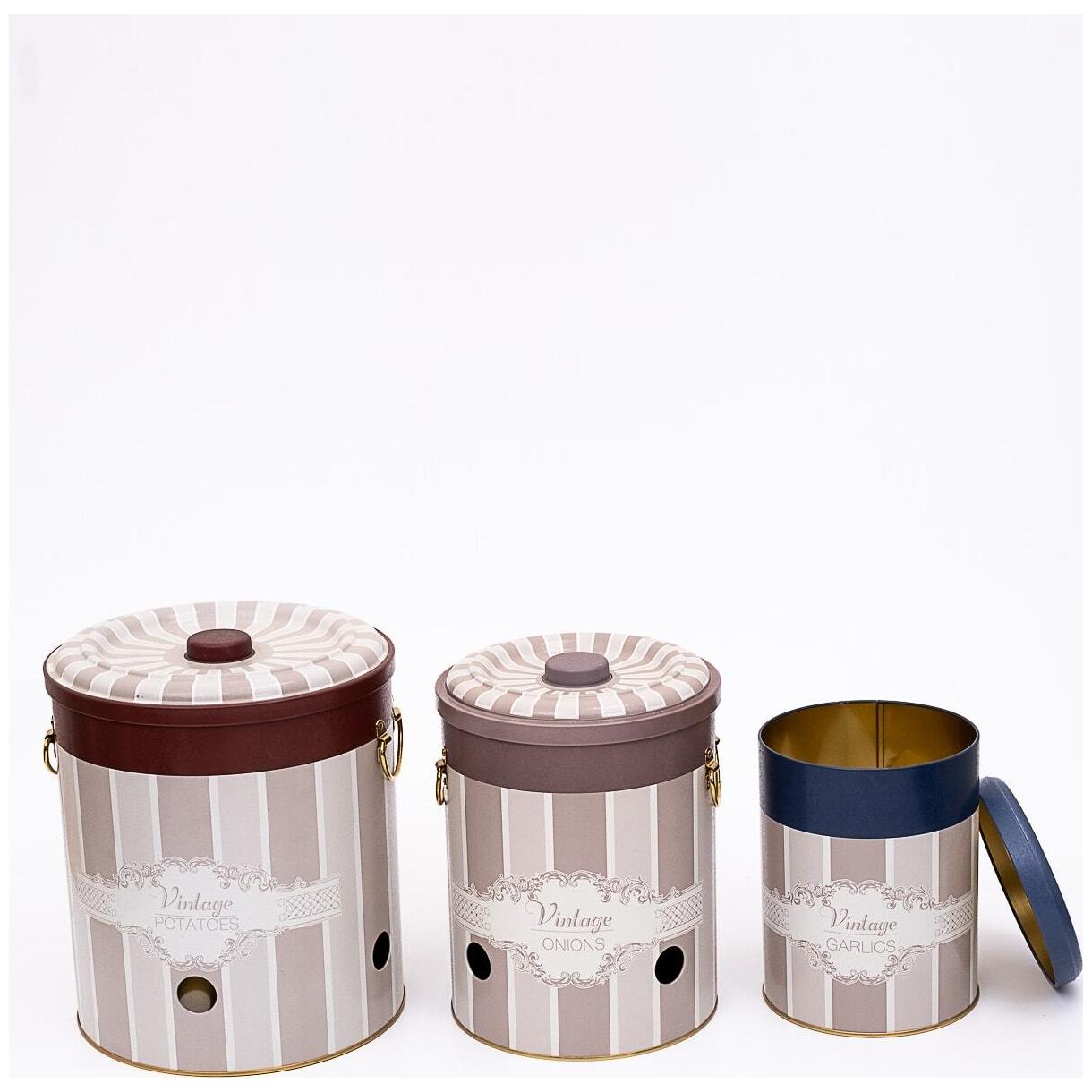Triple Metal Bin Set for Potato Onion and Garlic  (3 Pcs)  Elegance Elegance Design