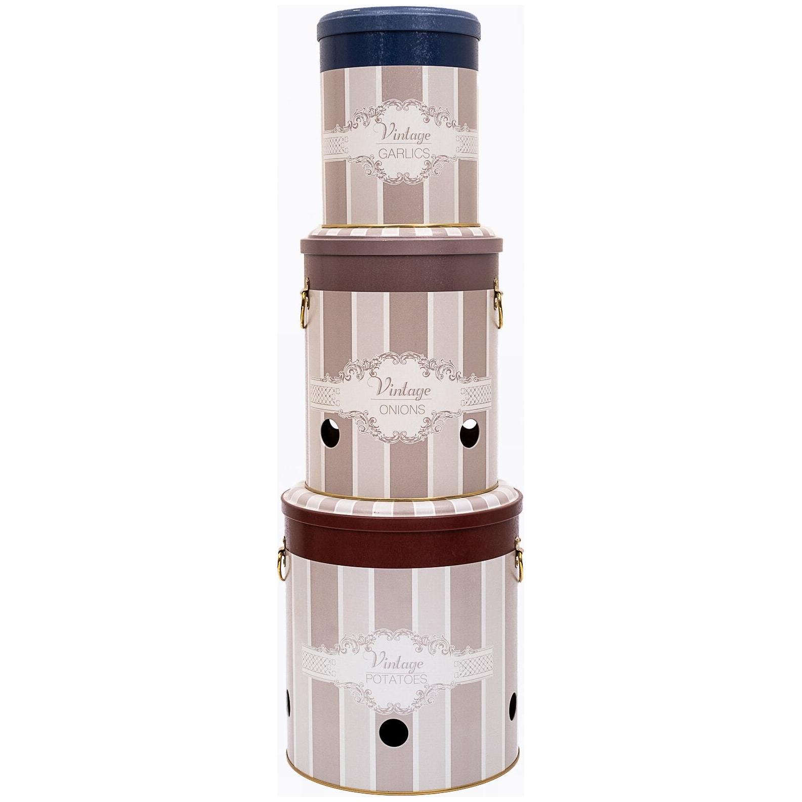 Triple Metal Bin Set for Potato Onion and Garlic  (3 Pcs)  Elegance Elegance Design