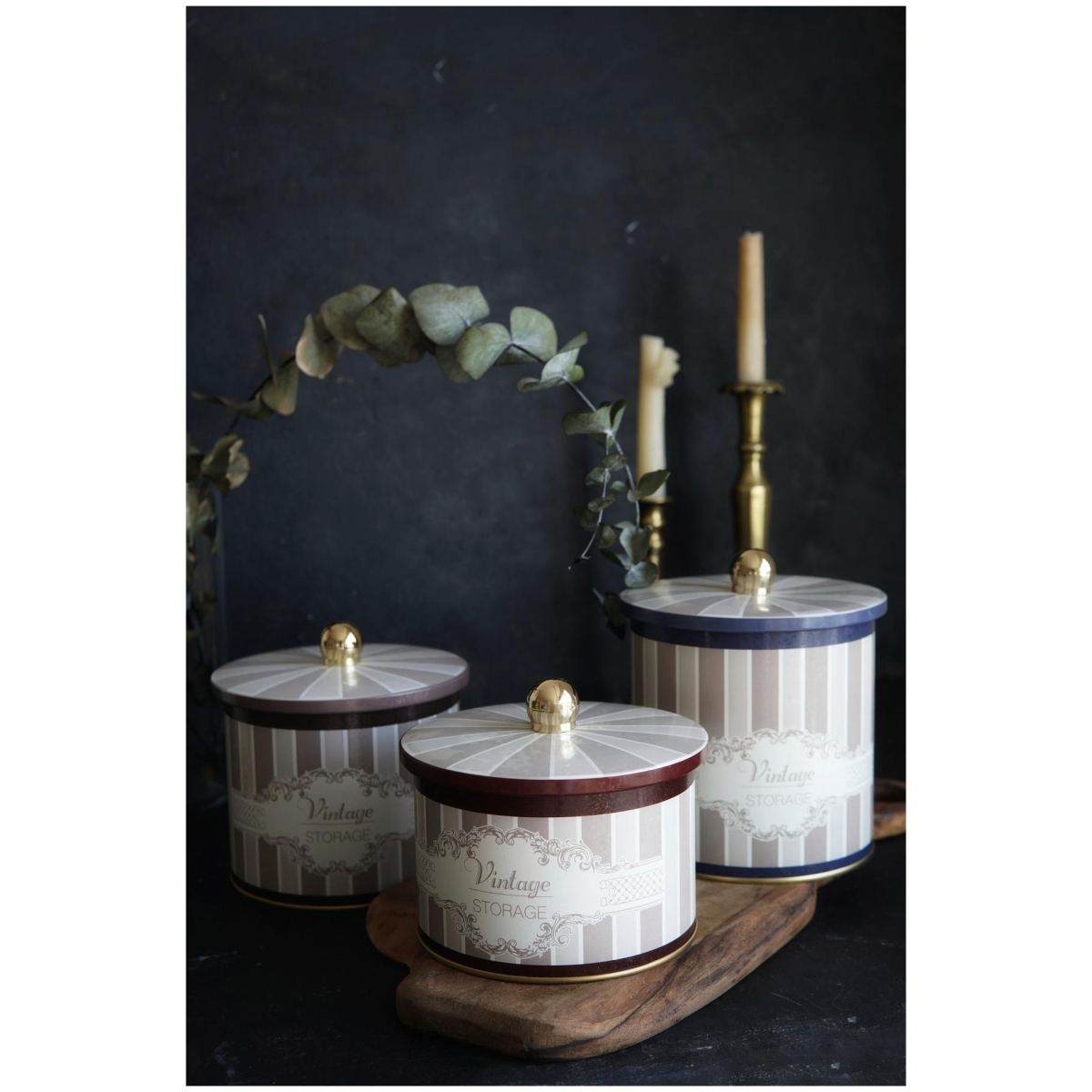 Round Metal Tin Canister Set Ø140 mm  ( 3Pcs)  Elegance Elegance Design