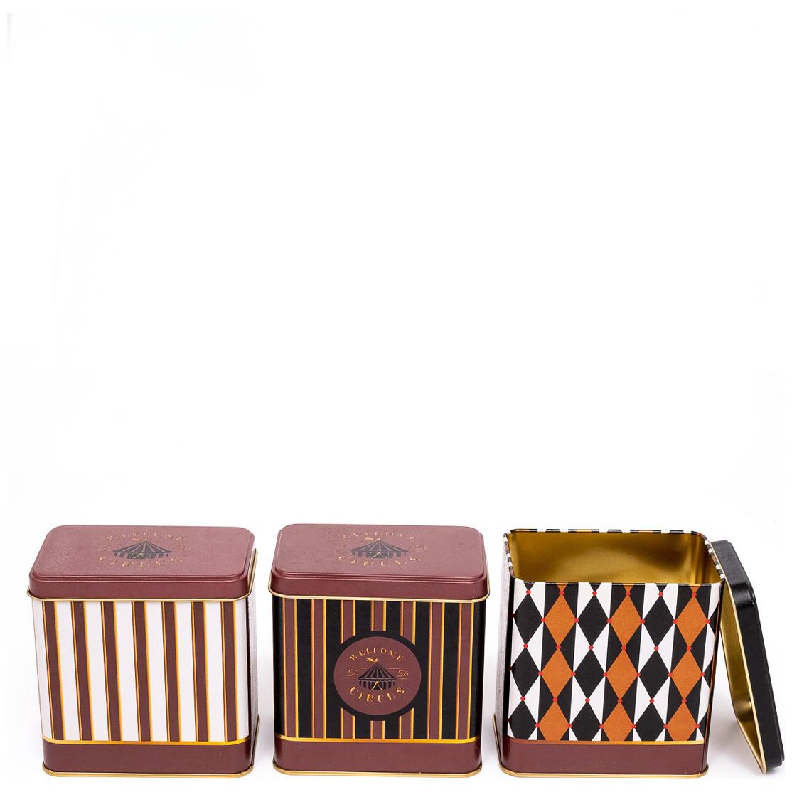 Rectangular Metal Storage Set – 80x 120 mm ( Set of 3 ) Vintage Circus Elegance Circus Design