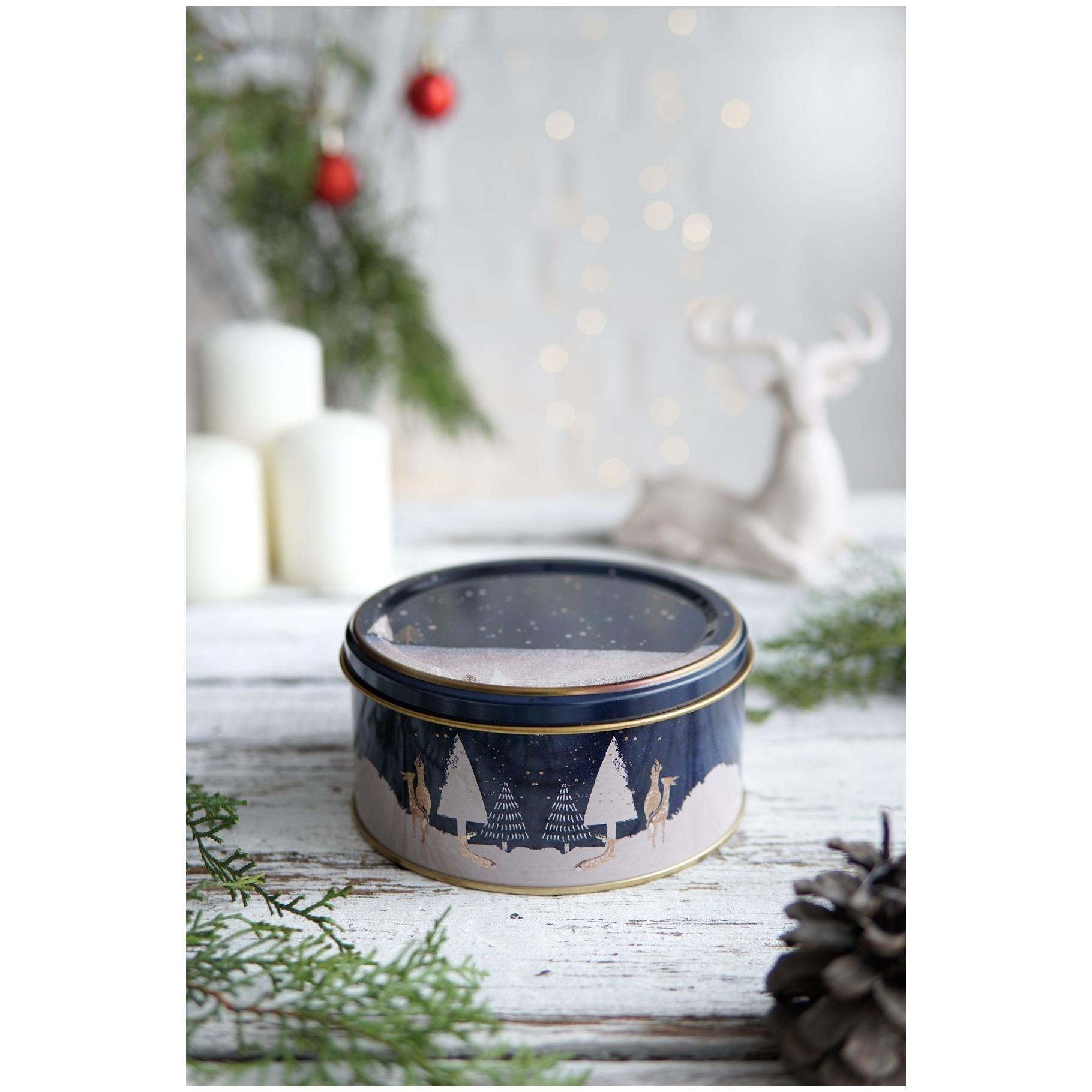 Metal Storage Tin Set – Square &amp; Round  Night Deer Valentine And New Year Design