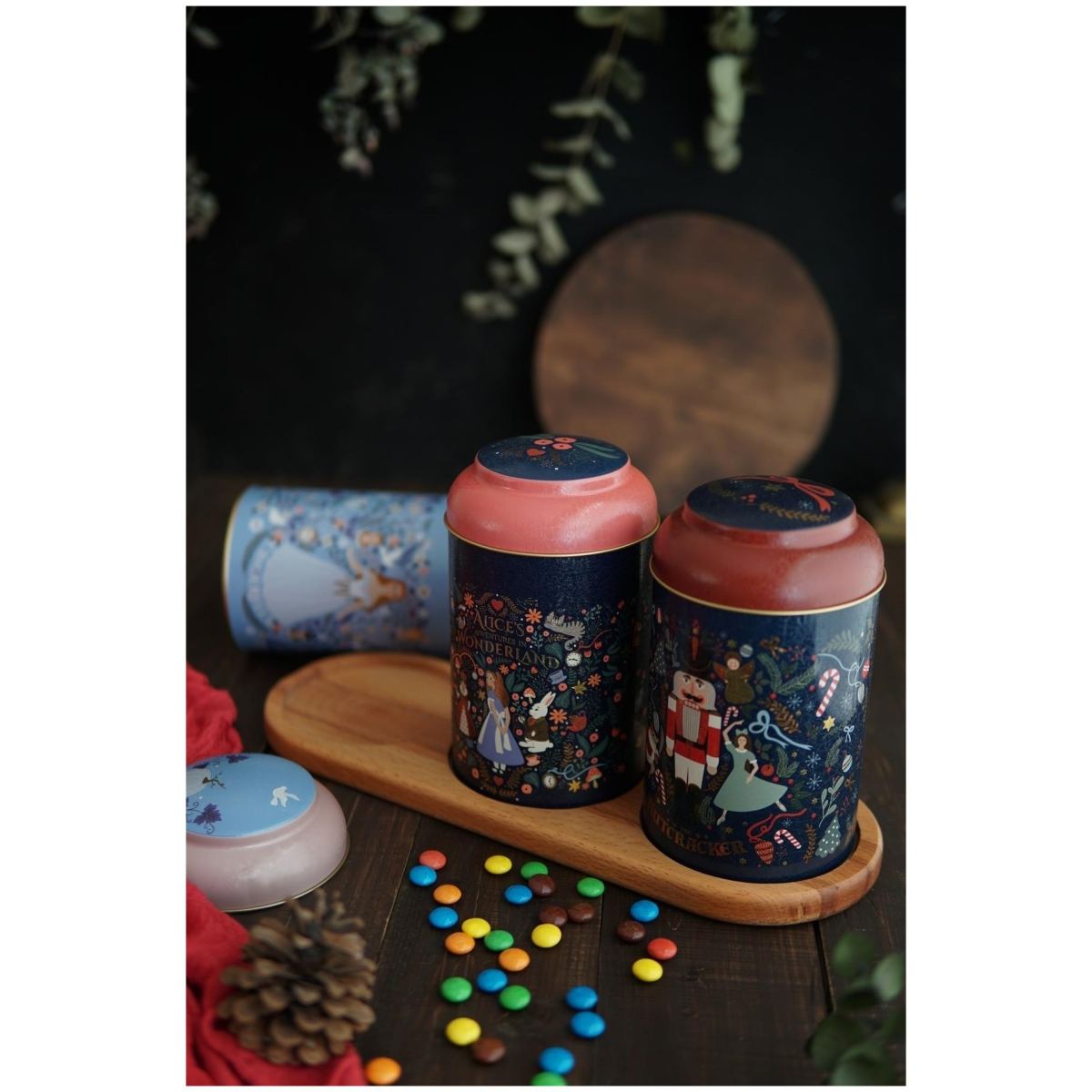 Round Metal Tin Box Set  Ø105 mm  ( 3 pcs) Vintage Café-Inspired Linen Texture Design
 Tales Design