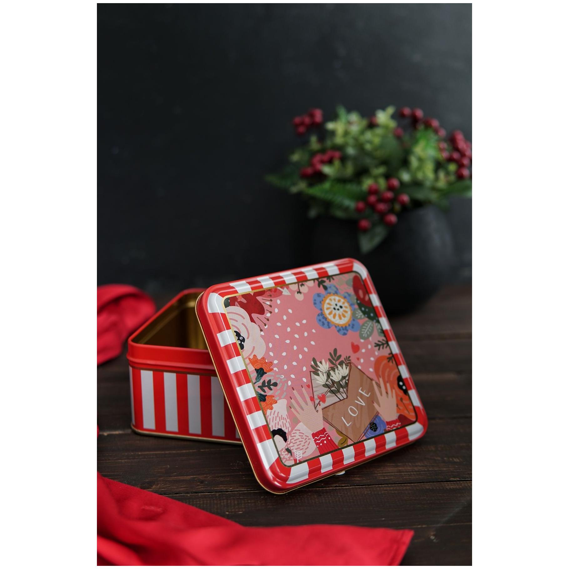 Round box Square box and Tray  ( Set of 3) for christmas  158x158x80 -Ø140x70 mm - Ø315mm Love Letter Valentine And New Year Design
