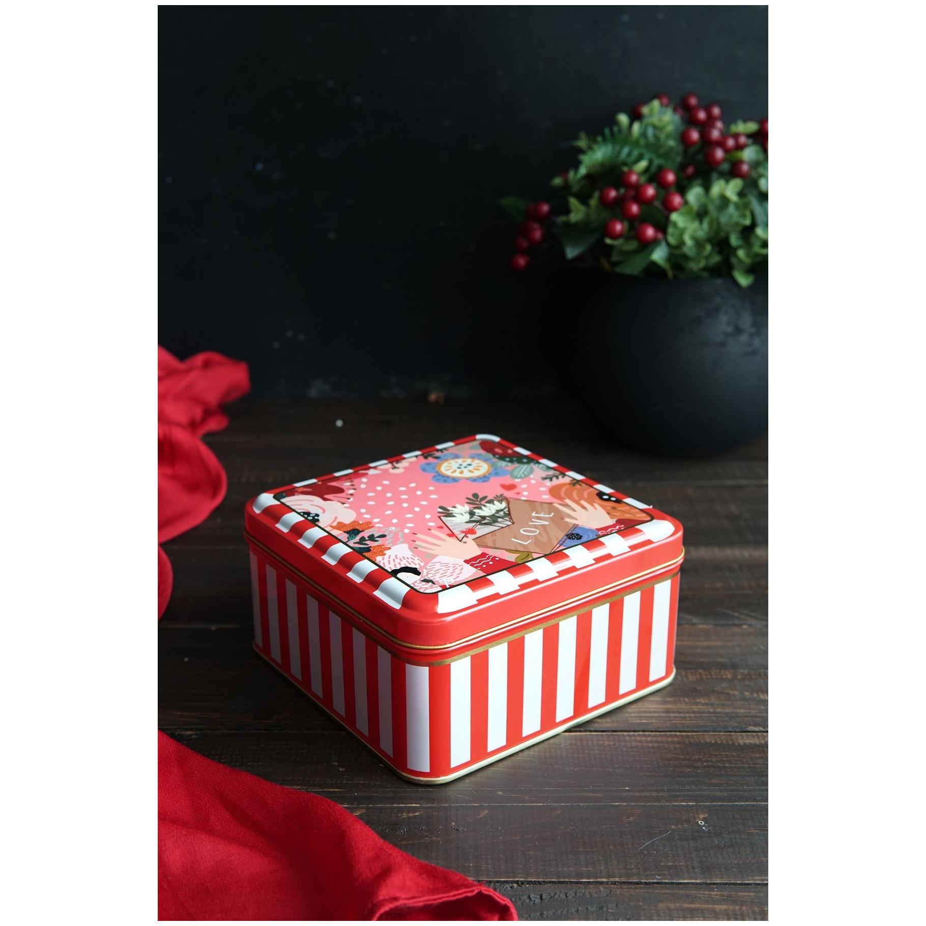Round box Square box and Tray  ( Set of 3) for christmas  158x158x80 -Ø140x70 mm - Ø315mm Love Letter Valentine And New Year Design