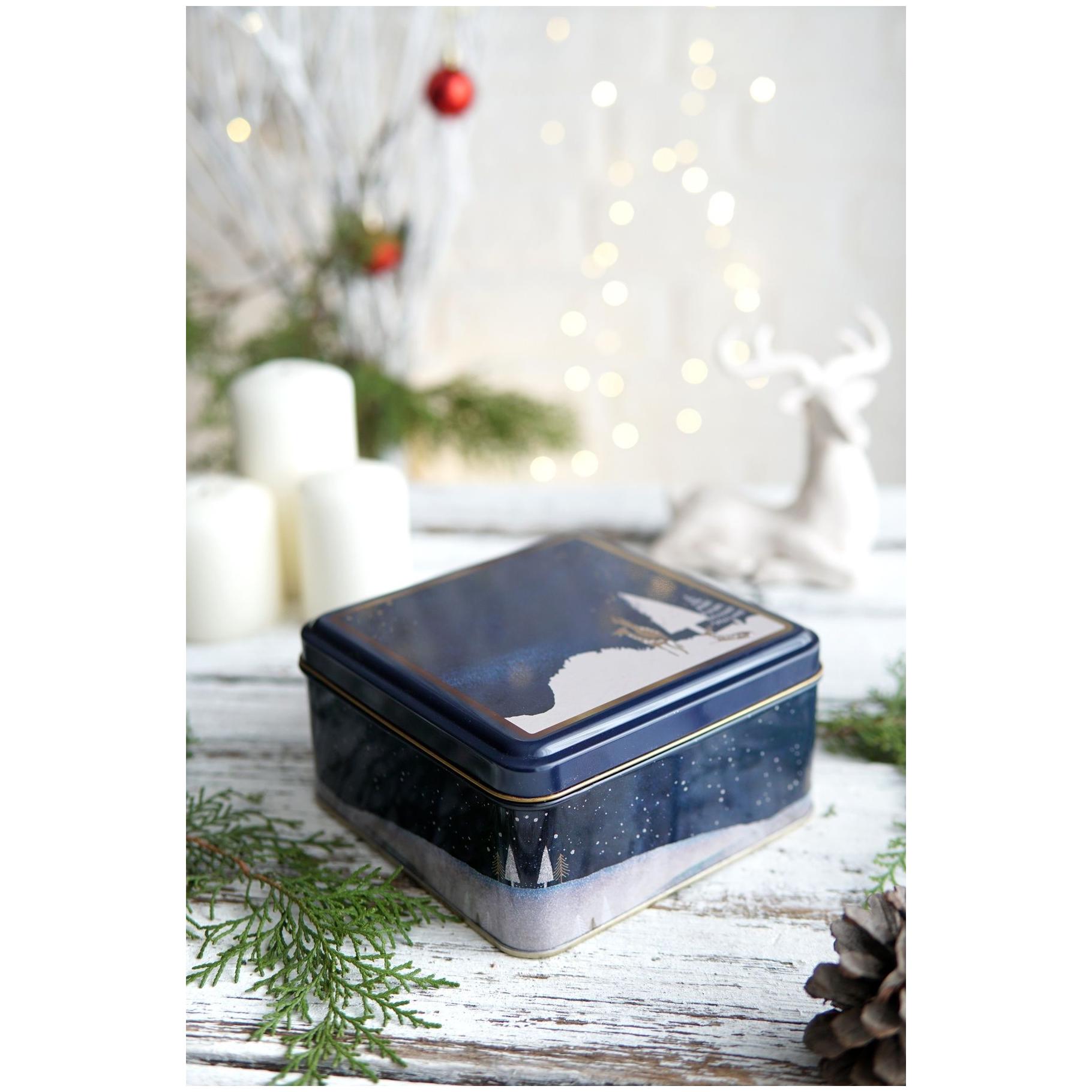 Round box Square box and Tray  ( Set of 3) for christmas  158x158x80 -Ø140x70 mm - Ø315mm Night Deer Valentine And New Year Design