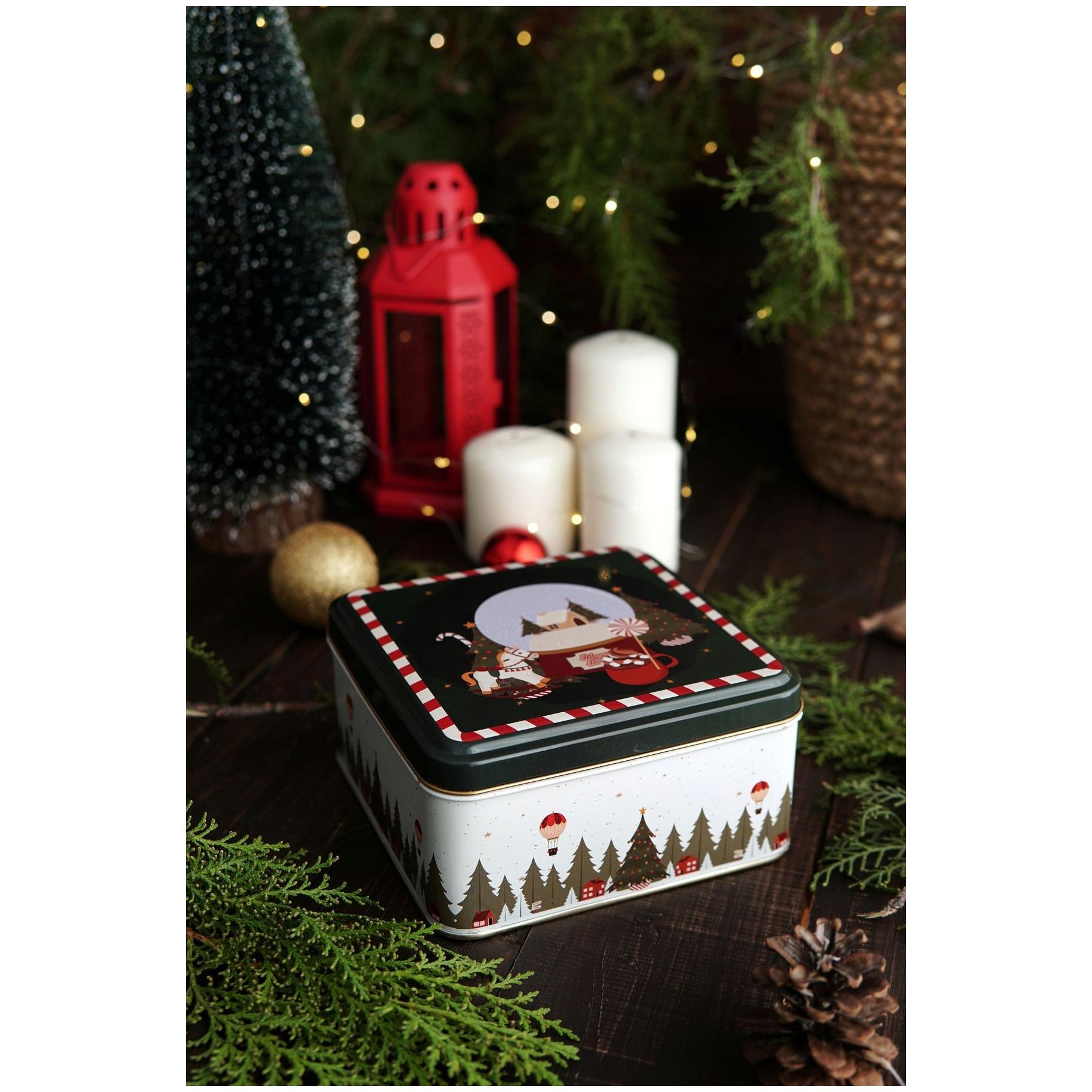 Round box Square box and Tray  ( Set of 3) for christmas  158x158x80 -Ø140x70 mm - Ø315mm New Year Tree Christmas Valentine And New Year Design