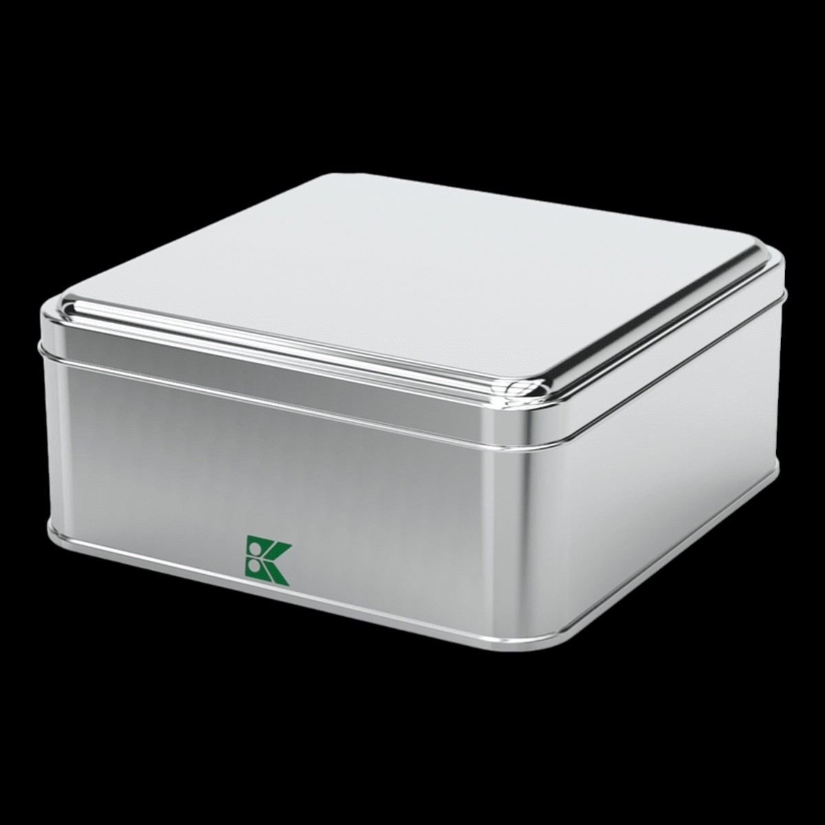 Square Tin Can 1.5 lt Cookie Baklava Box 158 x 158 x 62 mm 1.50 Lt  