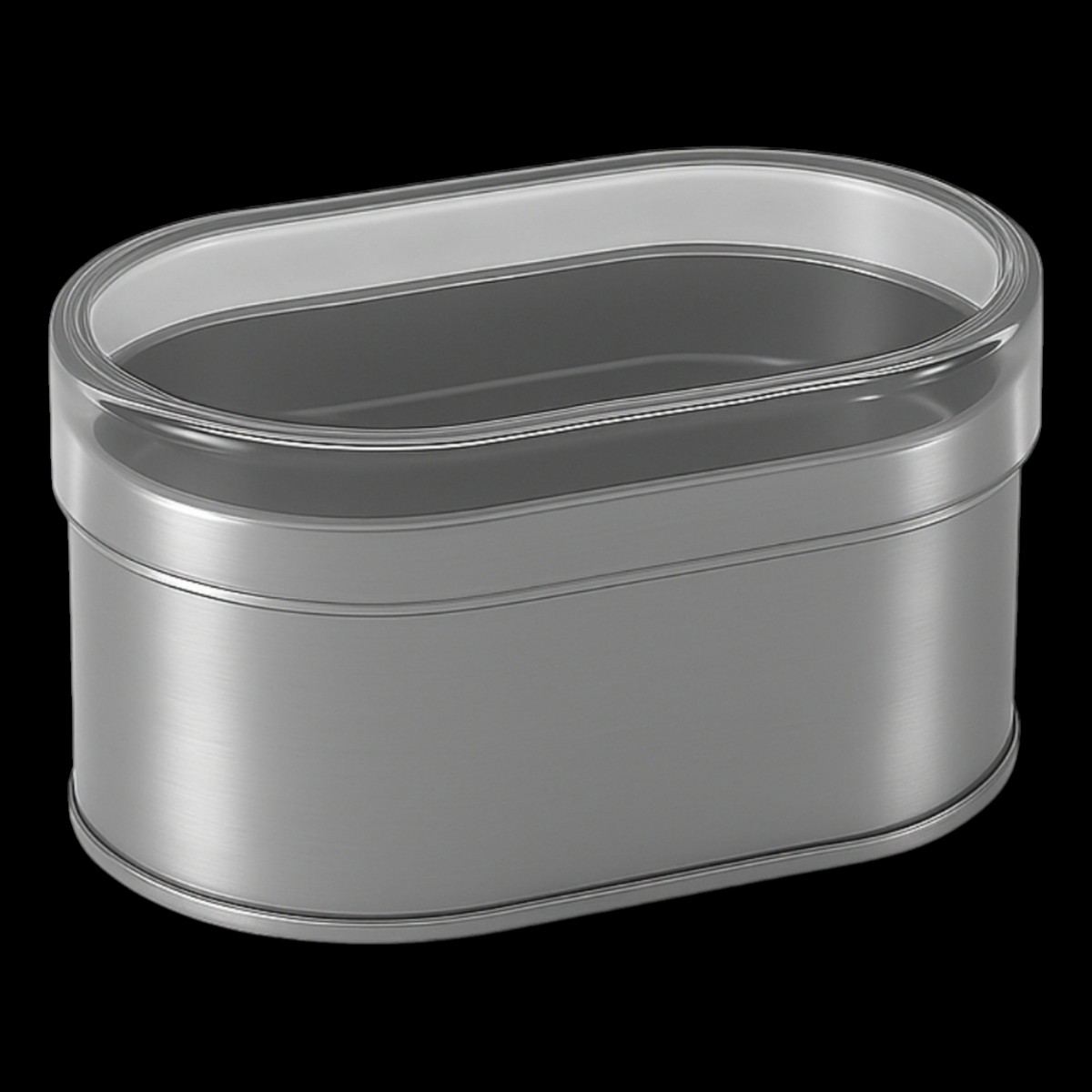 Rounded Rectangle Tin Can 1/4 lt Tea Coffee Metal Container  68 x 93 mm x H60 mm 0.25 lt  Crystal Lid