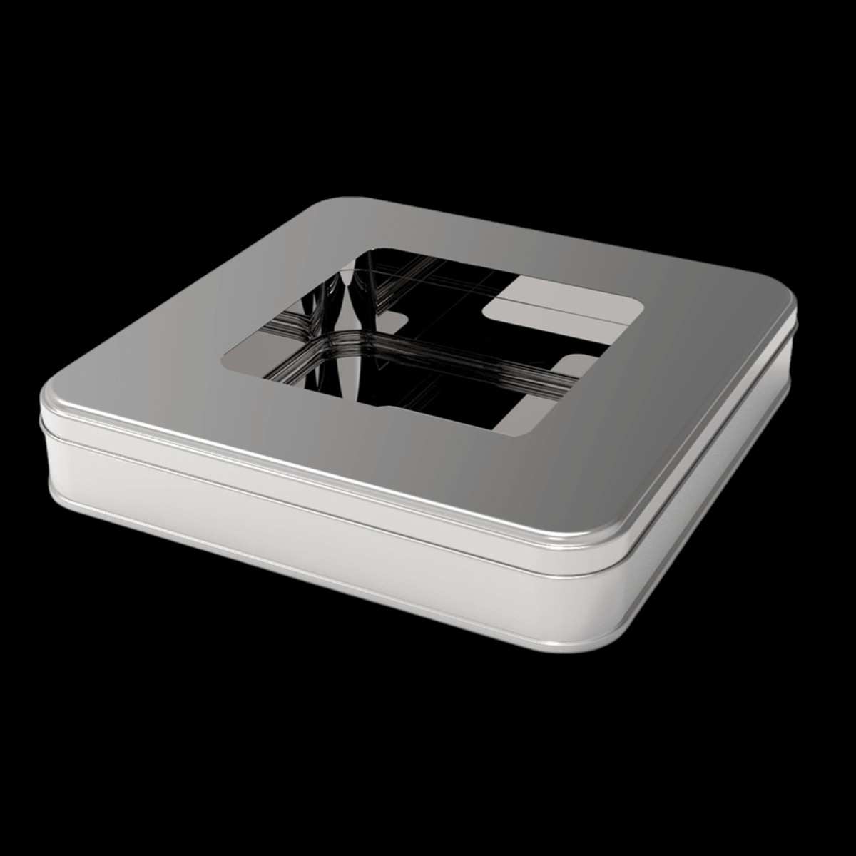 Square Tin Can 2 lt Nut Metal Container  215 x 215 mm x H38 mm 2 lt  Clear window lid