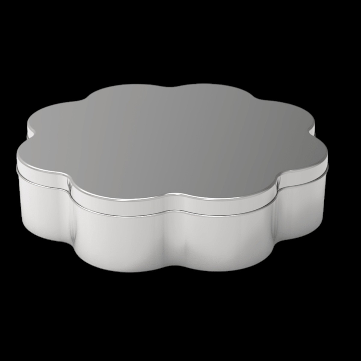 Custom Shape Daisy Tin Can 1.5 lt Daisy Shape Candy Metal Box 255 x 255 x H60 mm 2.50 lt  Slip Lid