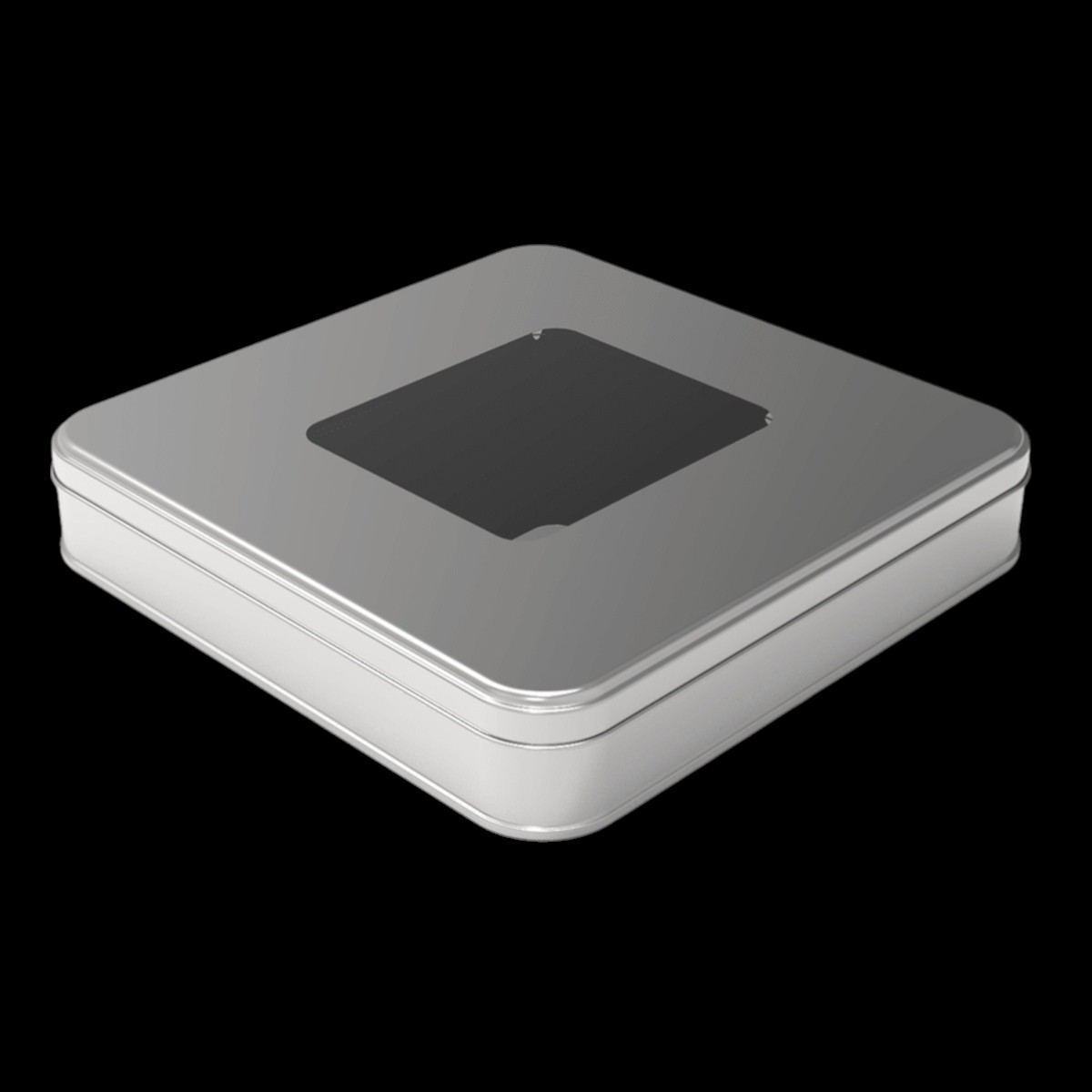 Square Metal Tin Box Window 2 Liter 215x215x40 mm Multipurpose Container for Textile Watch Stationery Promotional Gift Packaging  